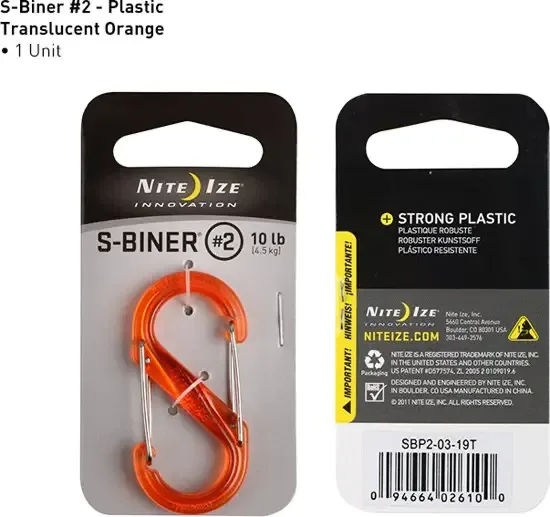Nite Ize S-Biner Size #2 Plastic Oranje Karabijnhaak SBP2-03-19T