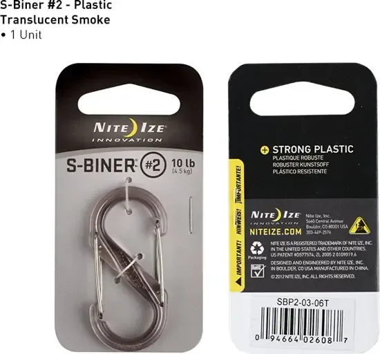Nite Ize S-Biner Size #2 Plastic Smoke Karabijnhaak SBP2-03-06T