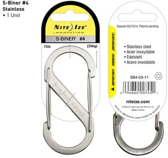 Nite Ize S-Biner Size #4 Roestvrij Staal Karabijnhaak SB4-03-11
