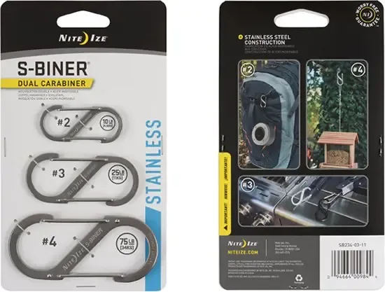 Nite Ize S-Biner Size #2 #3 #4 Roestvrij Staal Karabijnhaak  3 Stuks SB234-03-11