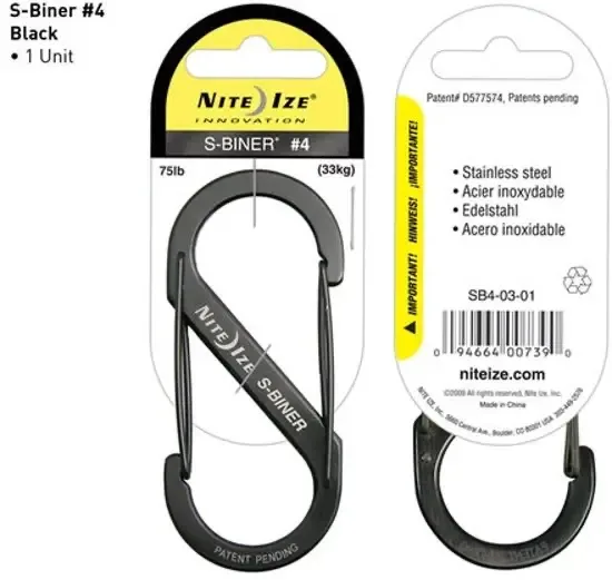 Nite Ize S-Biner Size #4 Zwart Karabijnhaak SB4-03-01