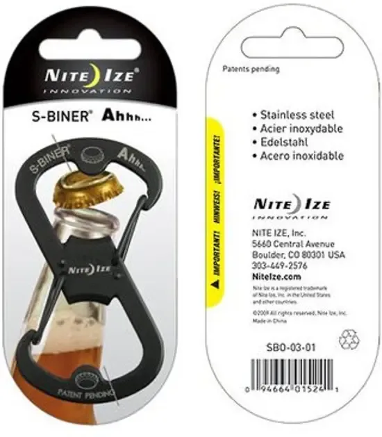 Nite Ize Ahhh S-Biner Zwart Karabijnhaak Flesopener SBO-03-01