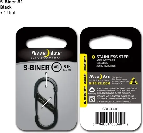 Nite Ize S-Biner Size #3 Zwart Karabijnhaak SB3-03-01