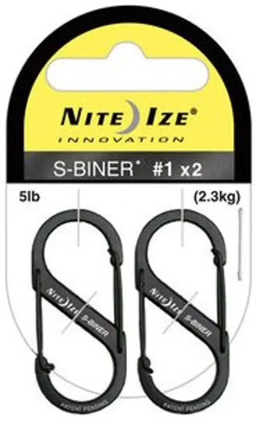 Nite Ize S-Biner Size #1 Zwart Karabijnhaak 2 Stuks SB1-2PK-01