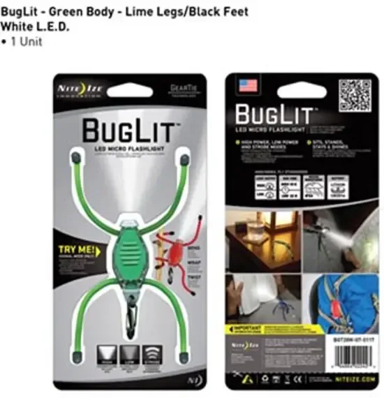 Nite Ize BugLit Groen Benen Zwart Voeten Led Lampje BGT28W-07-0117