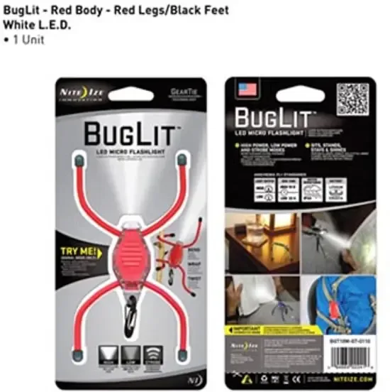 Nite Ize BugLit Rode Benen Zwart Voeten Led Lampje BGT10W-07-0110