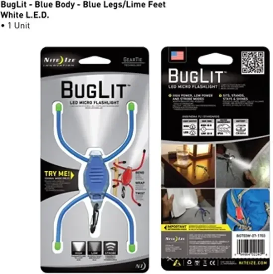 Nite Ize BugLit Blauw Benen Groen Voeten Led Lampje BGT03W-07-1703