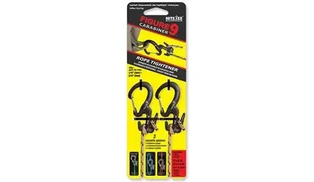 Nite Ize Figuur 9 karabijnhaak Koord Opspanner Small Zwart 2 Stuks met Koord C9S-03-TP01