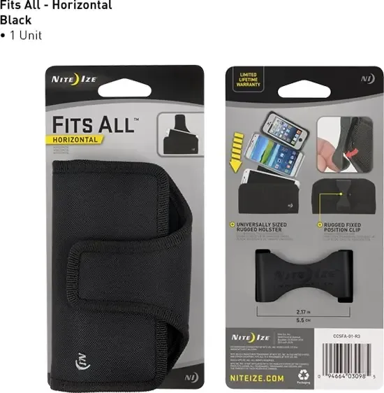Nite Ize Fits All Holster Horizontaal telefoon Tasje Zwart CCSFA-01-R3