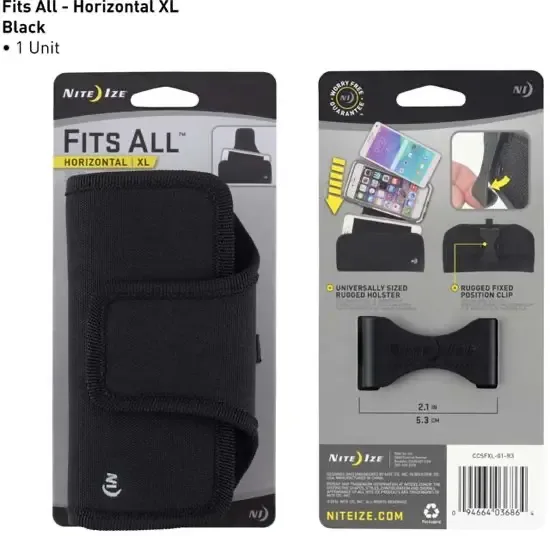 Nite Ize Fits All Holster Horizontaal telefoon Tasje XL- Zwart CCSFXL-01-R3