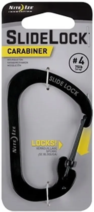 Nite Ize SlideLock karabijnhaak #4 Zwart CSL4-01-R6