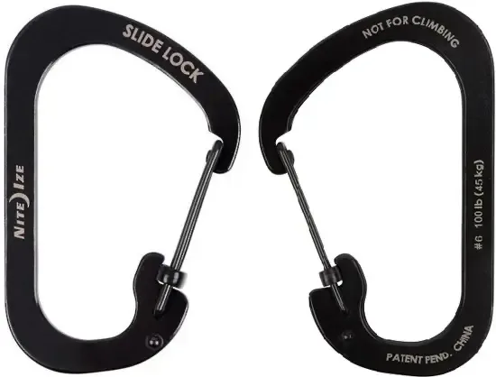Nite Ize SlideLock karabijnhaak #6 Zwart CSL6-01-R6