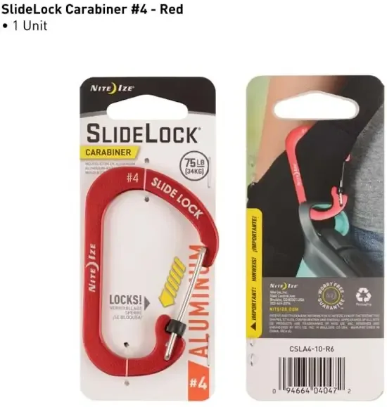Nite Ize SlideLock Carabiner #4 Aluminium Rood CSLA4-10-R6