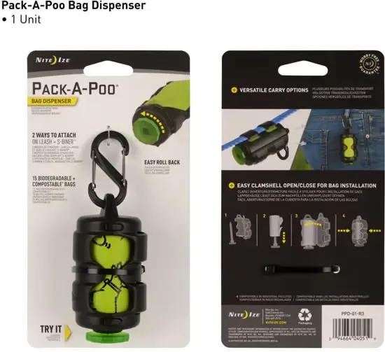 Nite Ize Pack-A-Poo Bag Dispenser Poepzakjeshouder voor aan de leiband van je Hond PPD-01-R3