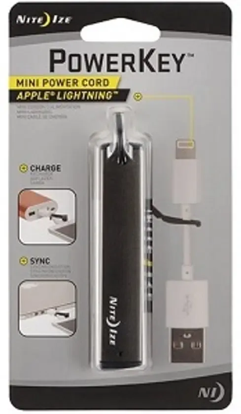 Nite Ize Power Key Apple Lightning Smoke iPhone oplaadkabel in een metalen behuizing PKYL-09-R7