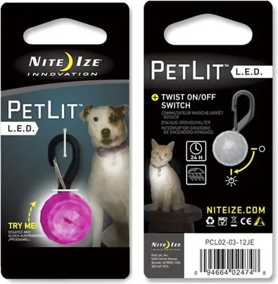 Nite Ize Petlit Dog Led Collar Light Jewel Pink klein Led Lampje voor aan de halsband van de Hond PCL02-03-12JE