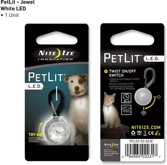 Nite Ize Petlit Dog Led Collar Light Jewel Crystal klein Led Lampje voor aan de halsband van de Ho PCL02-03-02JE