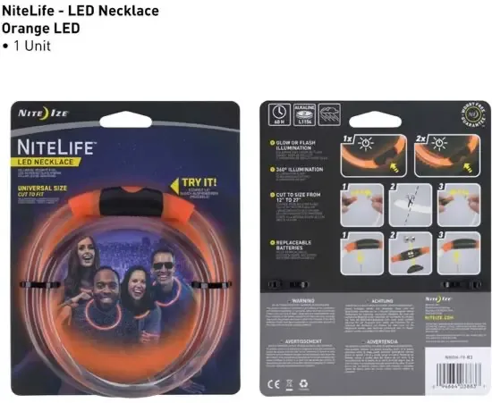 Nite Ize Nitelife Led Ketting Oranje Ideaal voor op Festivals of aan Zee NHOH-19-R3