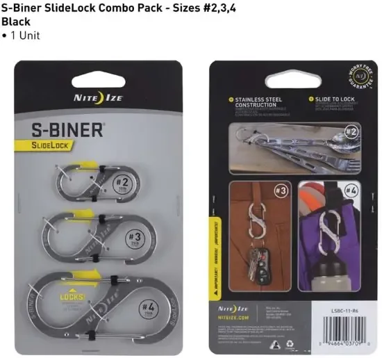 Nite Ize S-Biner SlideLock Roestvrij Staal Karabijnhaak 3 Stuks LSBC-11-R6
