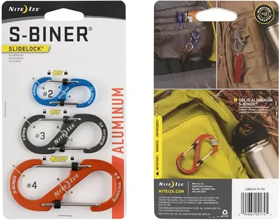 Nite Ize S-Biner SlideLock Aluminium Karabijnhaak 3 Stuks Diverse kleuren LSBA234-A1-R6