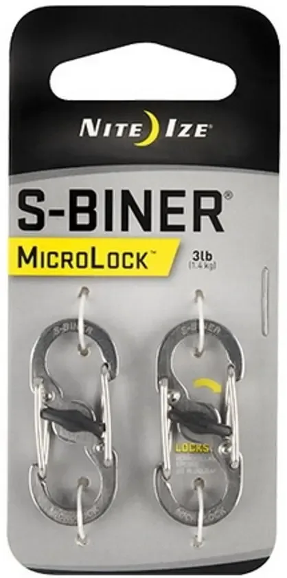 Nite Ize Microlock Staal S-Biner Roestvrij Staal Karabijnhaak 2 Stuks LSBM-11-2R3