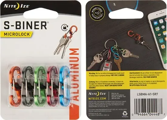 Nite Ize Microlock S-Biner Aluminium Karabijnhaak Diverse kleuren  5 Stuks LSBMA-A1-5R7