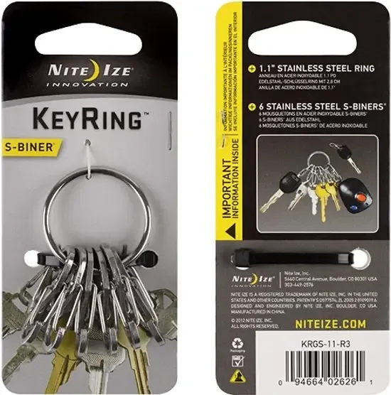 Nite Ize KeyRing Staal met Stalen S-Biners KRGS-11-R3
