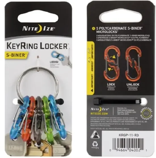 Nite Ize KeyRing Locker Staal met Plastic kleuren S-Biners KRGP-11-R3