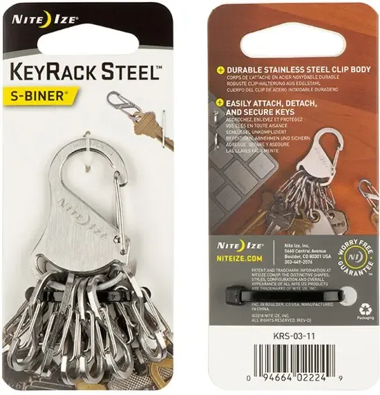 Nite Ize KeyRack Staal met Roestvrij Stalen S-Biners KRS-03-11