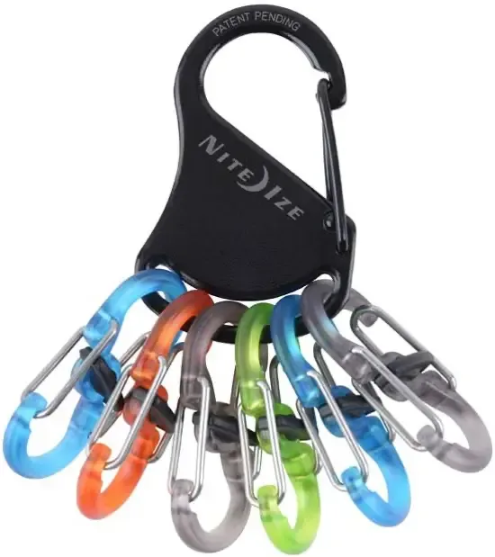 Nite Ize KeyRack Locker Zwart met Plastic kleuren Microlock S-Biners KLKP-01-R3