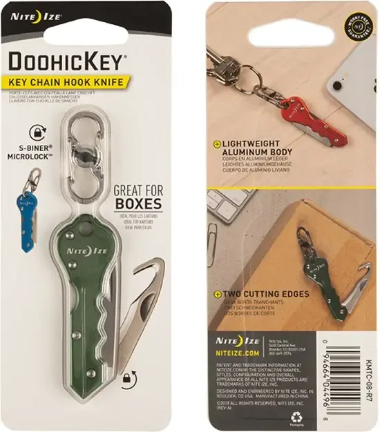 Nite Ize Doohickey Sleutelhanger met haakmes Groen KMTC-08-R7