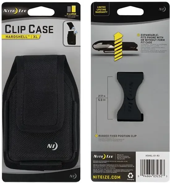Nite Ize Clip Case HardShell Universal Rugged Verticaal telefoon Tasje XL Zwart HSHXL-01-R3