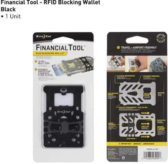 Nite Ize Financiële Tool Portefeuille met RFID Blocking Zwart FMTR-01-R7