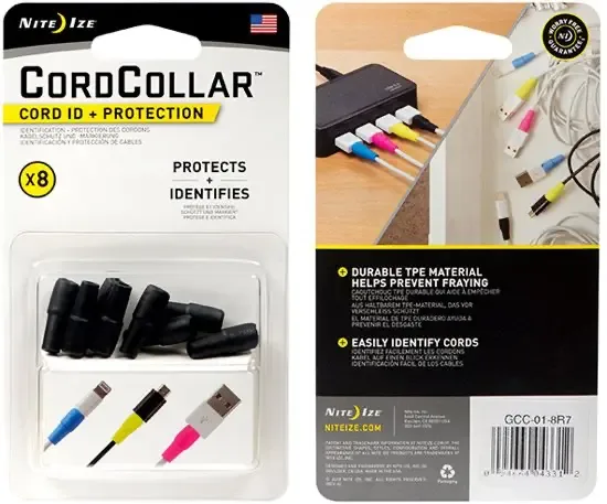 Nite Ize CordCollar Cord ID + Cable Protection 8 Stuks Zwart GCC-01-8R7