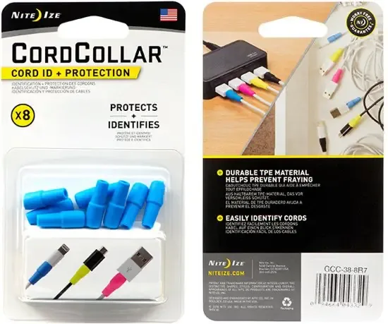 Nite Ize CordCollar Cord ID + Cable Protection 8 Stuks  Blauw GCC-38-8R7