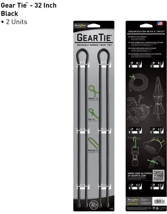 Nite Ize Gear Tie 32" Zwart 2 Stuks Herbruikbare kabelbinder GT32-2PK-01