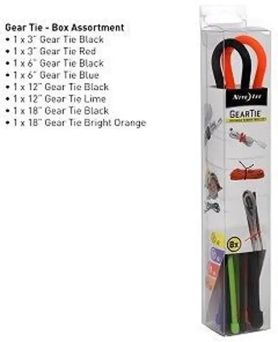 Nite Ize Gear Tie Box Assortiment 8 Stuks Herbruikbare kabelbinder GTBA-A2-R8