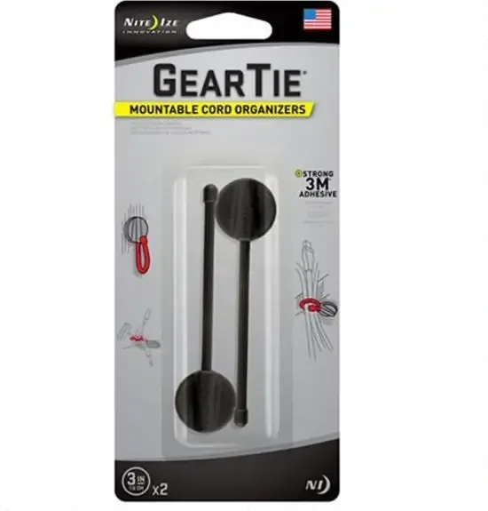 Nite Ize Gear Tie Mountable 3" Zwart 2 Stuks Herbruikbare kabelbinder GTC3-01-2R7