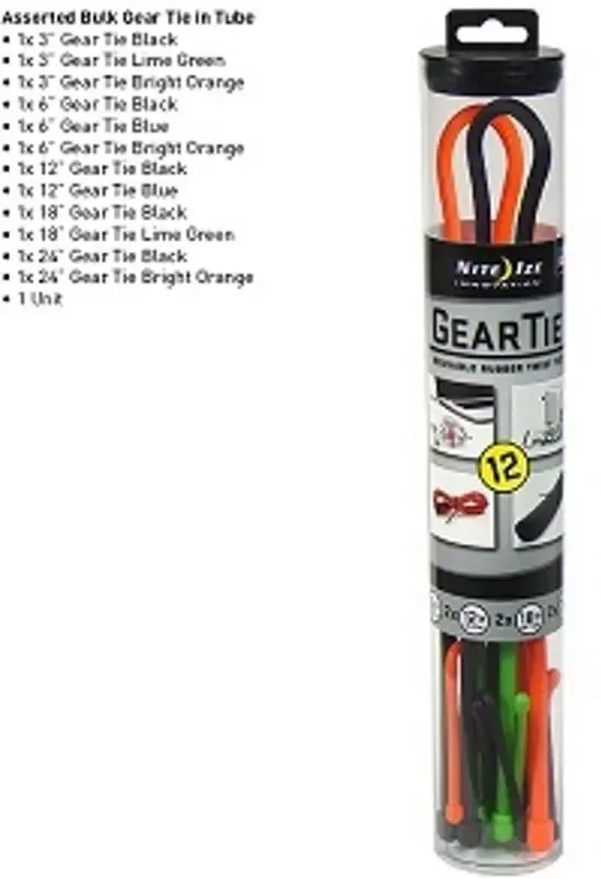 Nite Ize Gear Tie Tube Assortiment 12 Stuks Herbruikbare kabelbinder GTMP-11-A1