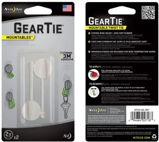 Nite Ize Gear Tie Mountable 2" Wit 2 Stuks Herbruikbare kabelbinder GTU2-02-2R7