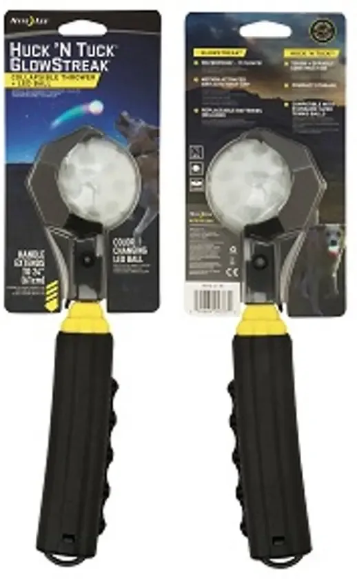 Nite Ize Huck N Tuck GlowStreak Inklapbare ballenwerper met bal met Led verlichting HNTG-01-R7