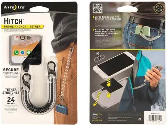 Nite Ize Hitch telefoon anker + Tether + Microlock Zwart HPAT-01-R7