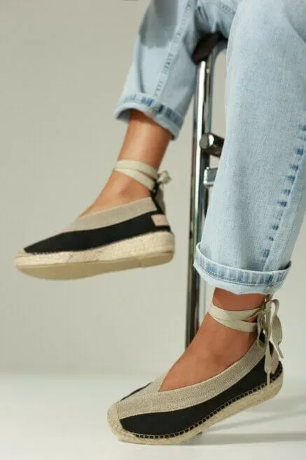 Shabbies Espadrilles PALMA Kimono Black