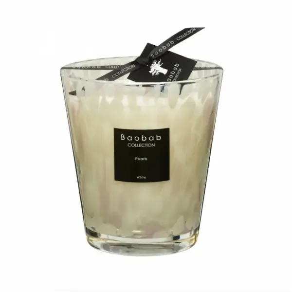 Baobab geurkaars wit - roze White pearls max 16