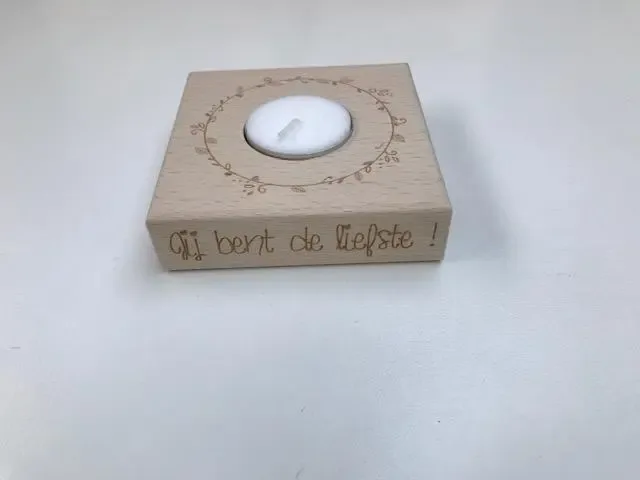houten kaarsenhouder small 'je bent de liefste
