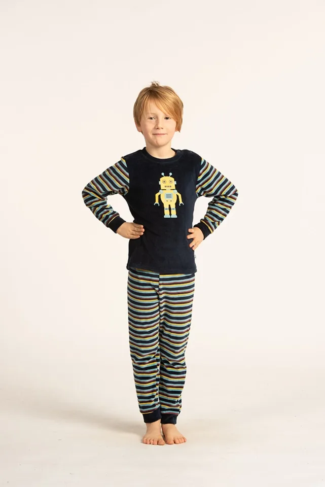 Eskimo Pyjama Robot; Velours ( Jongens 2 - 8jaar ) (ESK.1421)