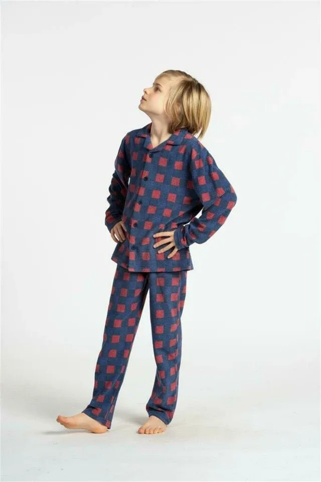 Eskimo Pyjama's jongens: TANGUY fleece pyjama met knopen (ESK.199)