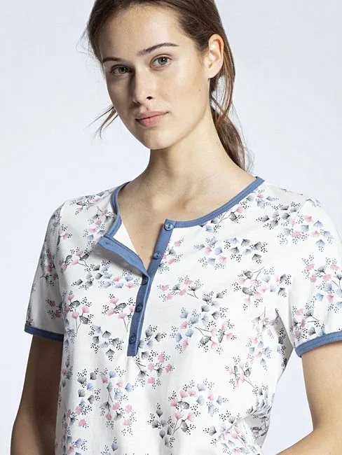 Calida Dames slaapkleed met korte mouw 100% Katoen (CAL.132)