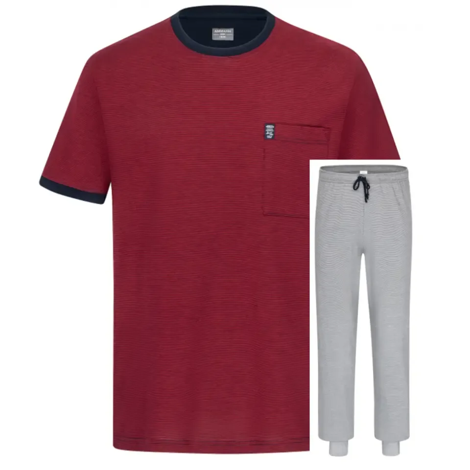 Ammann Pyjama 100% Katoen shirt met korte mouwen + lange broek