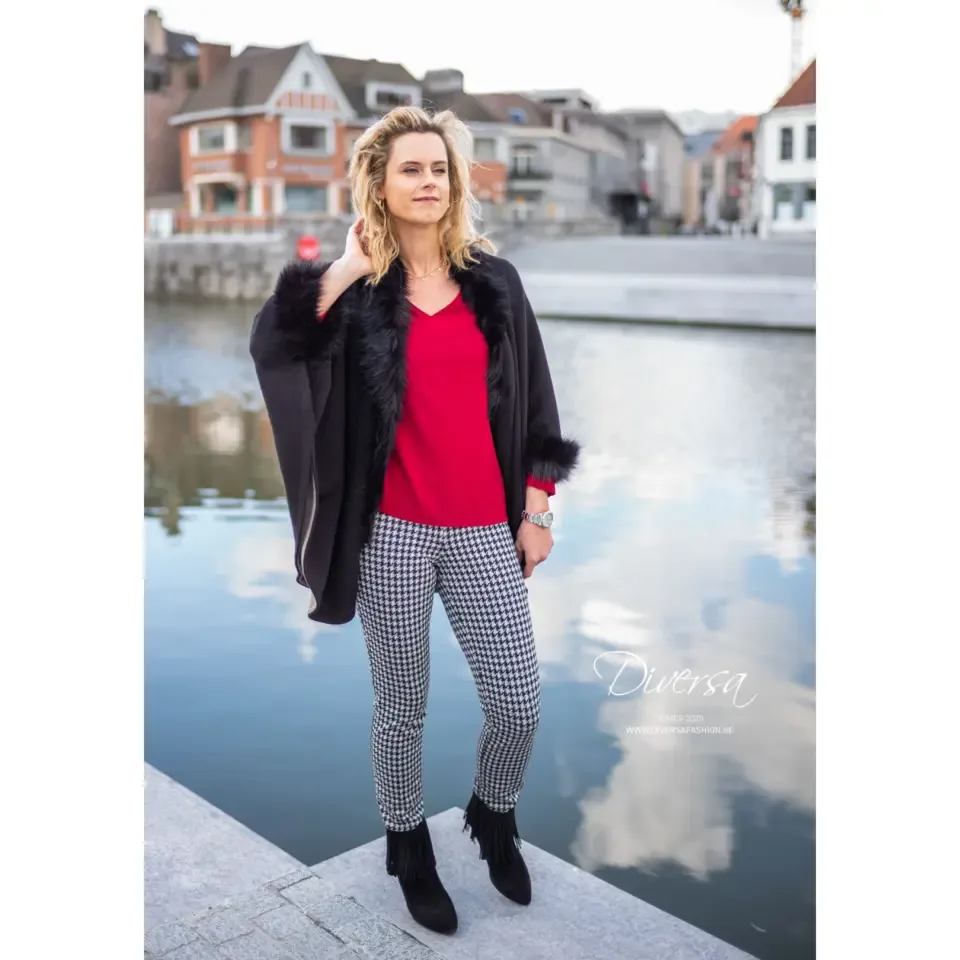Diversa Pied des poules motief damesbroek met elastiek ( tweede broek op de foto )
